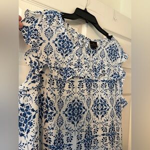 Worthington Navy and White Floral Blouse